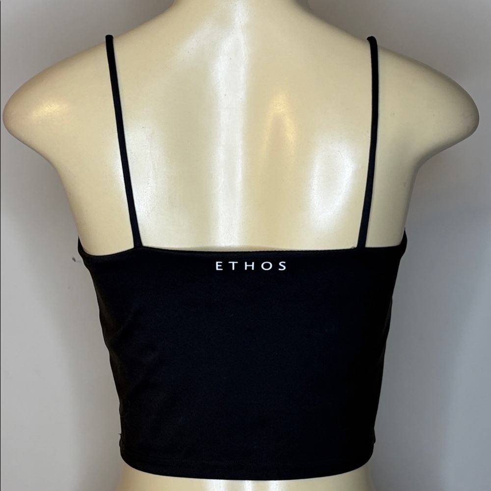 ETHOS Black Spaghetti Strap Crop Top Shelf Bra Size M - Picture 3 of 6